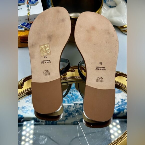 🆕 CHIARA FERRAGNI 🧿 NWOT Flirting Leather Toe Ring Sandal, Black - Sz 36 - Picture 9 of 16